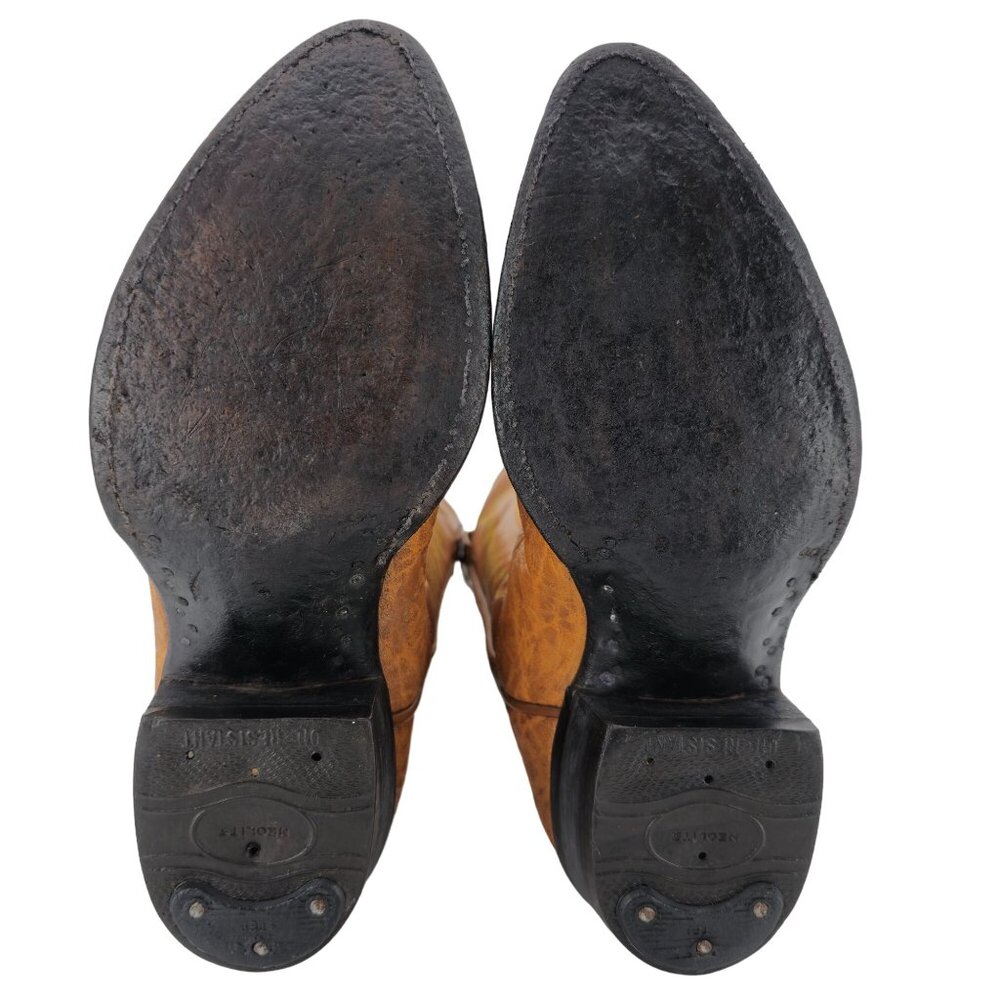 Vintage Exotic Hide Mens Size 6.5D Orange - Brown Leather Cowboy Western Boots - Picture 5 of 16